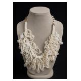 White Beaded Bib Necklace