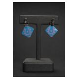 Phish Earrings Phishman Pattern Blue Enamel