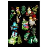 Glass Frog Christmas Ornament Lot w Tree