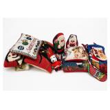 Christmas Needlepoint Pillow And Stocking Lot