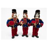 Set Of 3 Dog Soldier Nutcracker Drummer Figures LG