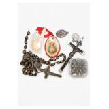 Religious Medals Rosaries Sacred Heart Book Lot