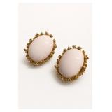Panetta Gold-Tone Pink Cabochon Earrings