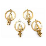 Brass Christmas Tree Wall Sconces, Set Of Four