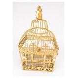 Decorative Gold-Tone Bird Cage With Finial