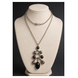 Black Cabochon Statement Pendant Necklace