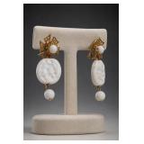 Hobe White Beaded Dangle Earrings