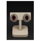 Kramer New York Red Rhinestone Clip-On Earrings