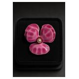 Accessocraft NYC Pink Enamel Pansy Brooch Pin