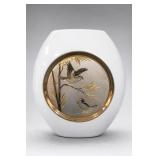 Chokin Made In Japan Gold Silver Gilded Bird Vase
