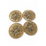 Set Of 4 English Brass Embossed Fruit Wall Plates