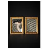 Pair Of Gold Tone Ornate Wall Mirrors