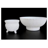 FTD Milk Glass Footed Bowls, 2 Pc