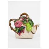Hand-Painted Ceramic Fruit Basket Teapot
