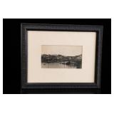 Framed Coastal Harbor Photograph