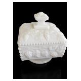 Westmoreland Milk Glass Paneled Grape Covered Dish
