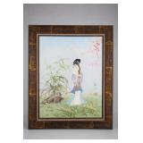 Framed Geisha Asian Figure Artwork Original