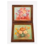 Pair Of Framed Floral Molded Prints