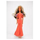 Mattel 1975 Fashion Doll In Coral Jumpsuit