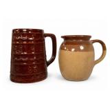 Stoneware Pitchers Pair, One Marcrest Daisy Dot