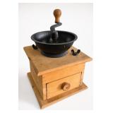 Vintage Cast Iron Coffee Grinder With Wood Base