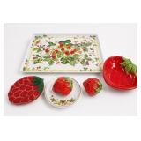 Strawberry-Themed Ceramic Dish Assortment