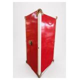 Vintage Red Metal Doll Trunk Wardrobe