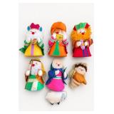 Vintage Fabric Nativity Set With Seven Figures