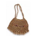 Beaded Woven Crochet Raffia Shoulder Bag
