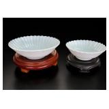 Pair of Chinese Celadon Glaze Chrysanthemum Bowls