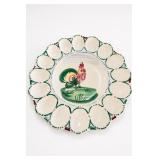 Hand-Painted Italian Ceramic Rooster Egg Plate
