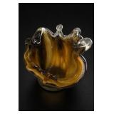 Murano Fazzoletto Amber Art Glass Vase