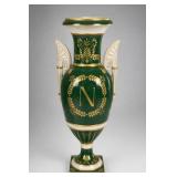 Decori Nain Green Gilt Eagle Urn Approx. 17 In.
