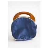 Bermuda Blue Fabric Bag With Wooden Handle