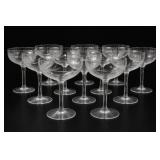 12Pc Etched Champagne Coupe Glass Set
