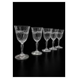 Etched Glass Water Goblets, Set of 5