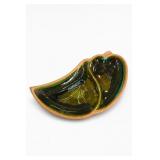 Santa Anita Ware Green Drip Glaze Leaf Dish
