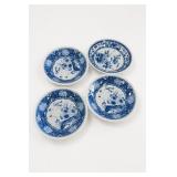Japanese Blue & White Floral Plate Set Of 4