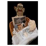 Christmas Decor Basket With Gingerbread Stocking