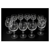 12 Etched Floral Wine Glasses