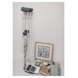 Assorted Household Items, Crutches & Decor