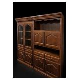3pc German Oak Shrunk Cabinet With Glass Doors