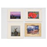 Set Of 4 Signed Art Prints, Seattle & Hibiscus