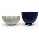 Ceramic Bowls, Blue & White, 2-Piece Lot