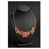 Disney Store Pink Floral Rhinestone Necklace