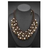 Stella & Dot Eve Bib Pearl Necklace