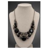 Black Faceted Beaded Statement Necklace