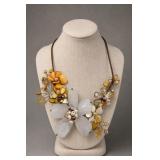 Multistone Floral Pendant Necklace