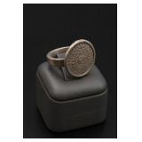 Sterling Silver Aztec Calendar Ring Size 6