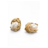 Richelieu Gold Tone Faux Pearl Clip-On Earrings